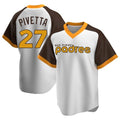 Elroe S.Diego Padres #27 Nick Pivetta Player White Home Cooperstown Collection Replica Game Stitched Jerseys
