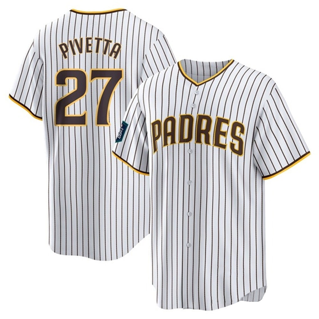 Elroe S.Diego Padres #27 Nick Pivetta Player White Home Game Stitched Jerseys