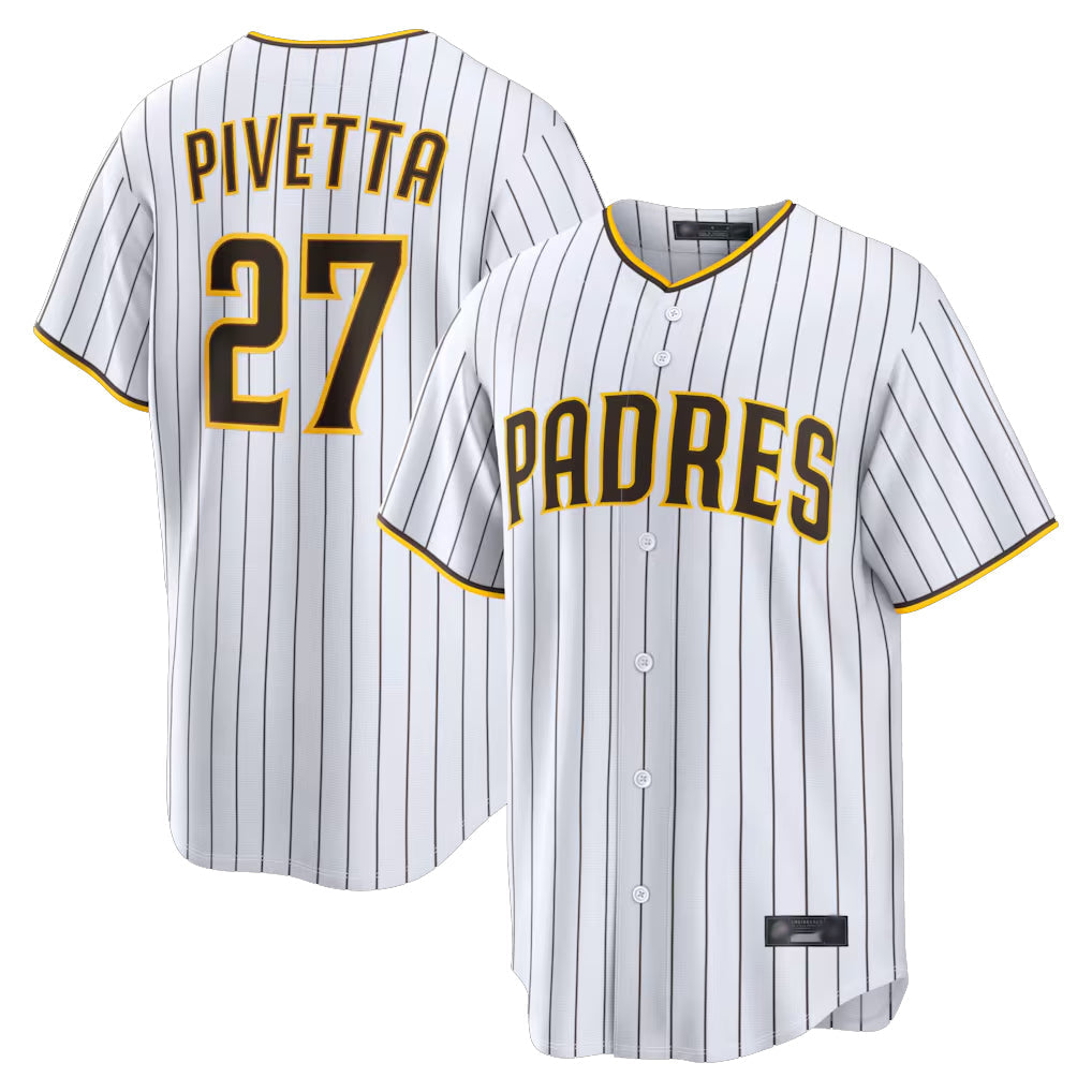 Elroe S.Diego Padres #27 Nick Pivetta Player White Home Limited Stitched Jerseys