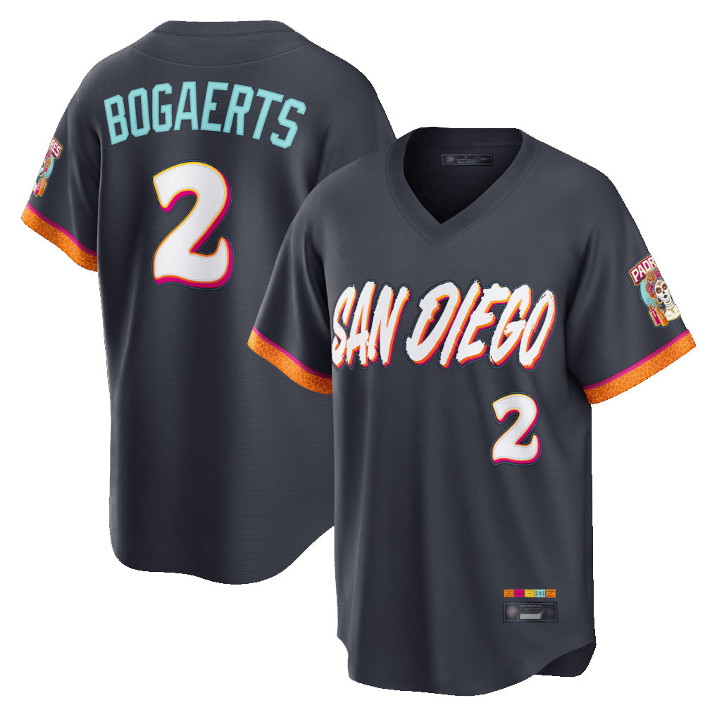 Elroe S.Diego Padres #2 Xander Bogaerts Player Obsidian 2026 City Connect Home Limited T-shirt Stitched Jerseys