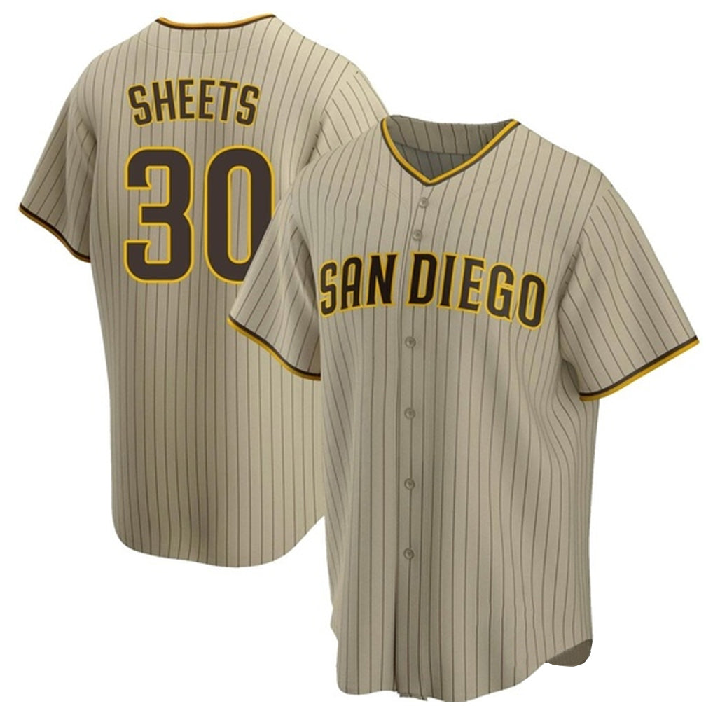 Elroe S.Diego Padres #30 Gavin Sheets Player Khaki Home Game Stitched Jerseys