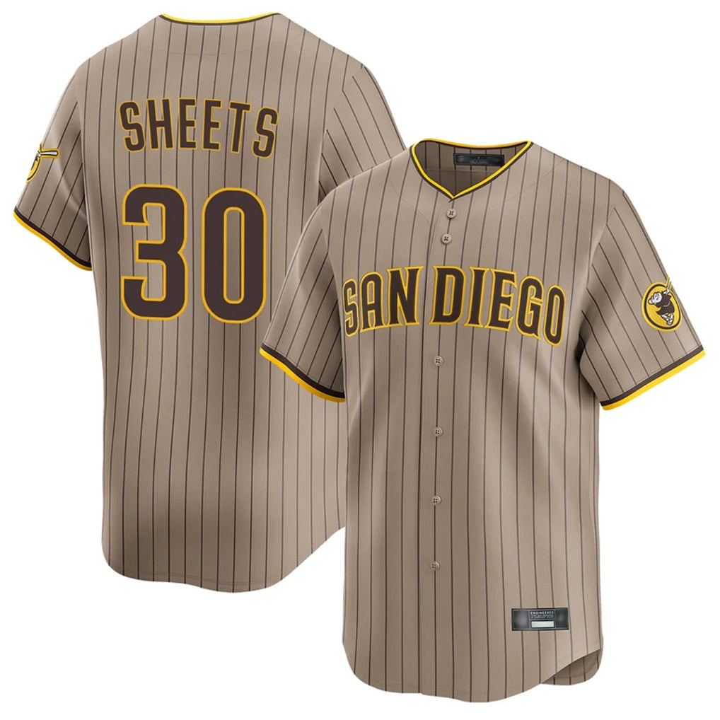 Elroe S.Diego Padres #30 Gavin Sheets Player Khaki Home Limited Stitched Jerseys