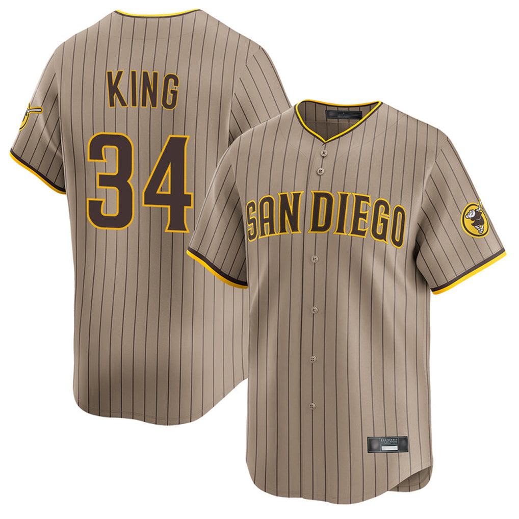 Elroe S.Diego Padres #34 Michael King Player Khaki Home Limited Stitched Jerseys
