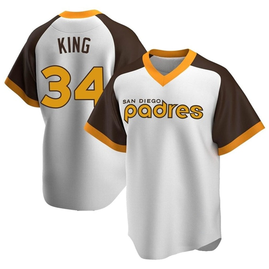 Elroe S.Diego Padres #34 Michael King Player White Home Cooperstown Collection Replica Game Stitched Jerseys