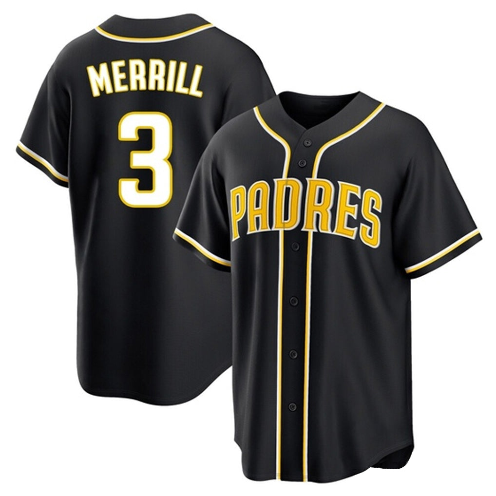 Elroe S.Diego Padres #3 Jackson Merrill Player Black 2026 Fashion Home Stitched Jerseys