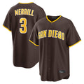 Elroe S.Diego Padres #3 Jackson Merrill Player Brown Home Game Stitched Jerseys