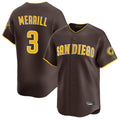 Elroe S.Diego Padres #3 Jackson Merrill Player Brown Home Limited Stitched Jerseys