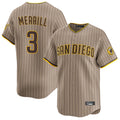 Elroe S.Diego Padres #3 Jackson Merrill Player Khaki Home Limited Stitched Jerseys