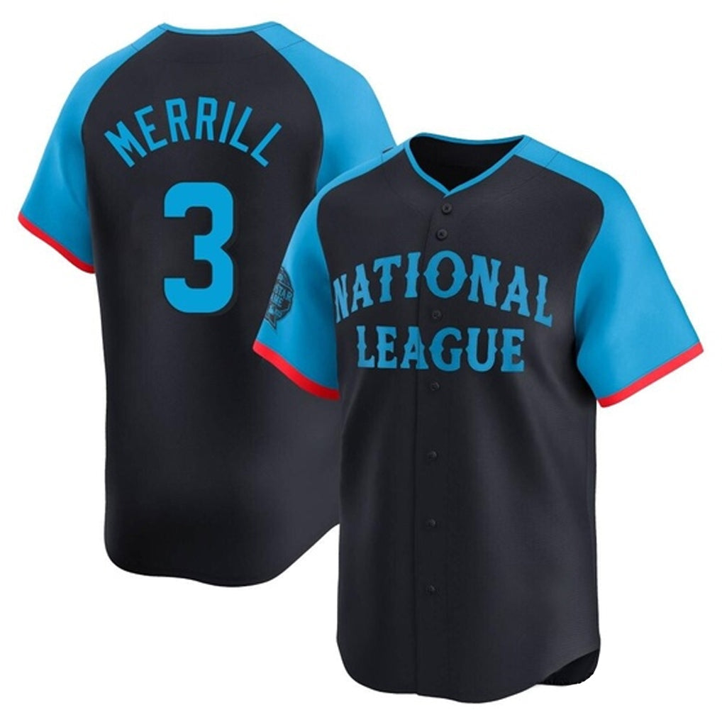 Elroe S.Diego Padres #3 Jackson Merrill Player National League Navy All-Star Game Limited Stitched Jerseys