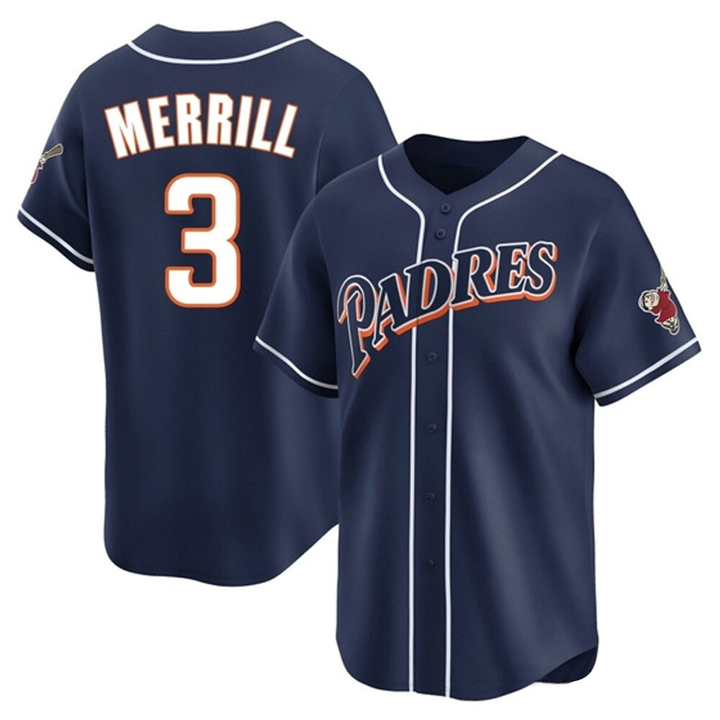 Elroe S.Diego Padres #3 Jackson Merrill Player Navy Cooperstown Collection Limited Home Stitched Jerseys
