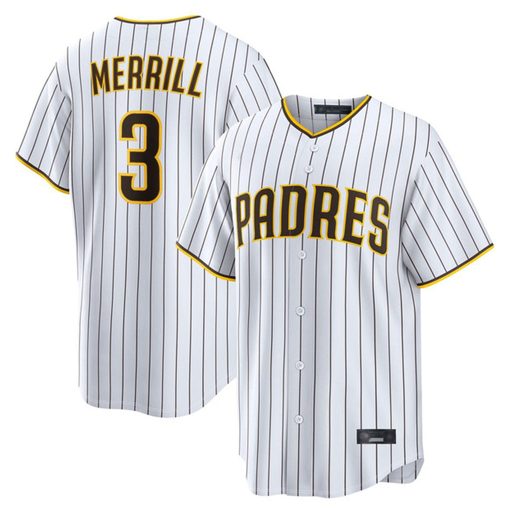 Elroe S.Diego Padres #3 Jackson Merrill Player White Cooperstown Collection Home Game Stitched Jerseys