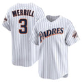 Elroe S.Diego Padres #3 Jackson Merrill Player White Cooperstown Collection Limited Home Stitched Jerseys