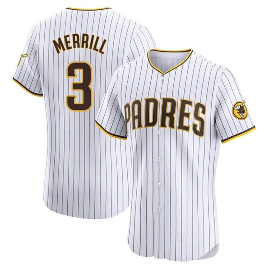 Elroe S.Diego Padres #3 Jackson Merrill Player White Home Limited Elite Stitched Jerseys