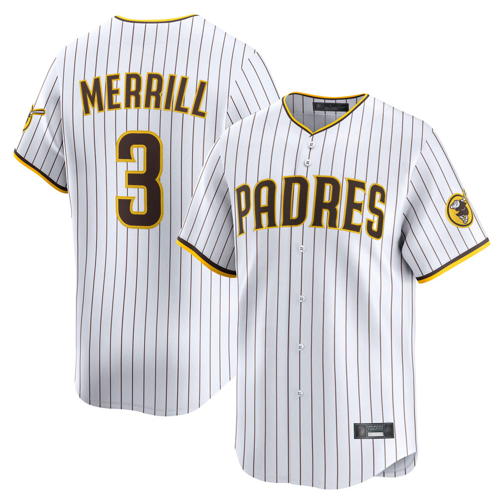 Elroe S.Diego Padres #3 Jackson Merrill Player White Home Limited Stitched Jerseys