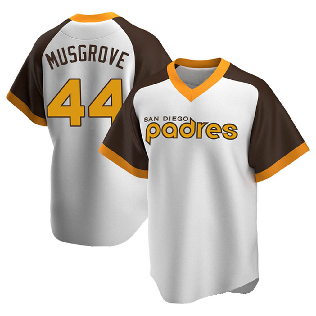 Elroe S.Diego Padres #44 Joe Musgrove Player White Home Cooperstown Collection Replica Game Stitched Jerseys
