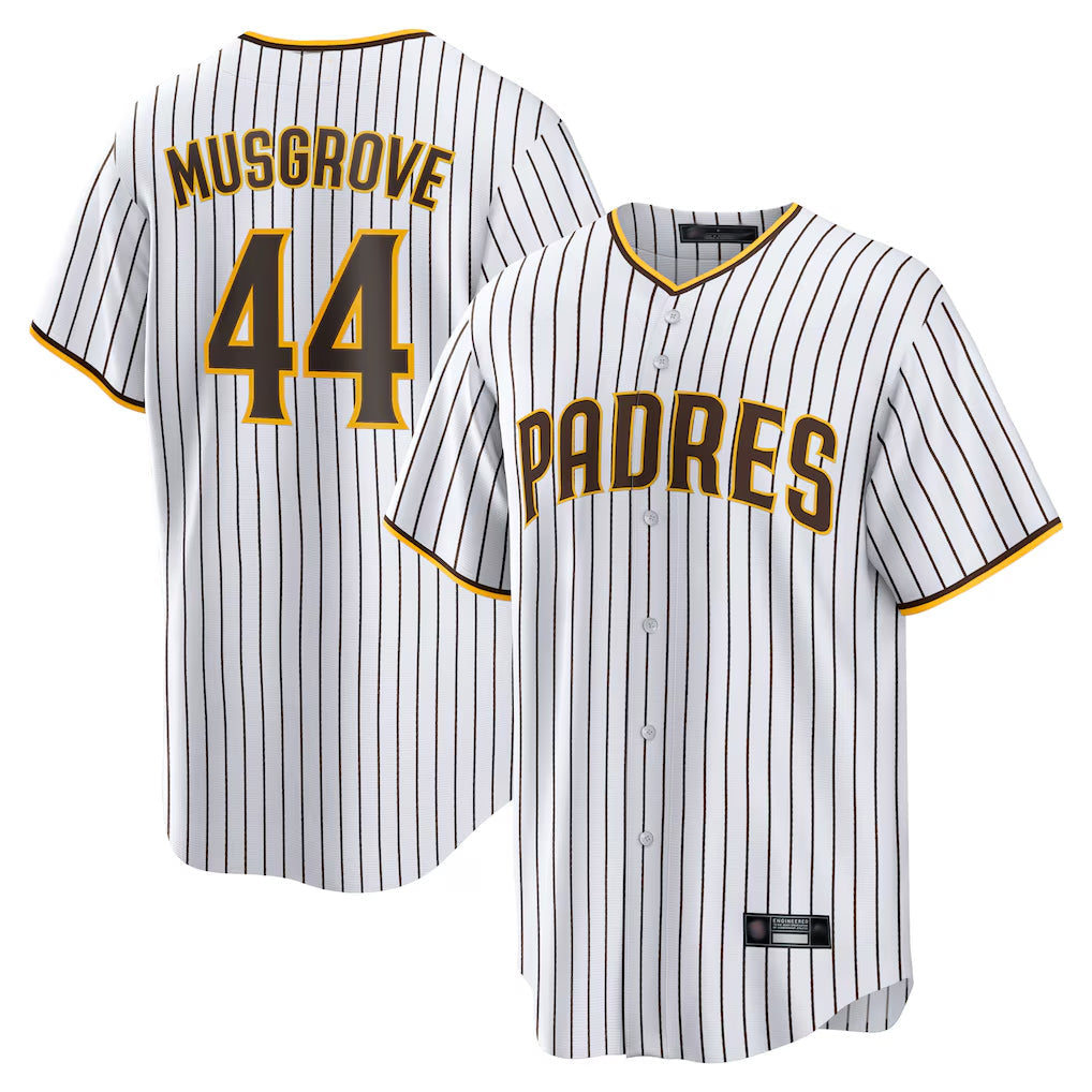 Elroe S.Diego Padres #44 Joe Musgrove Player White Home Game Stitched Jerseys
