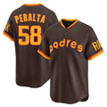Elroe S.Diego Padres #58 Wandy Peralta Player Brown Home Cooperstown Collection Replica Game Stitched Jerseys