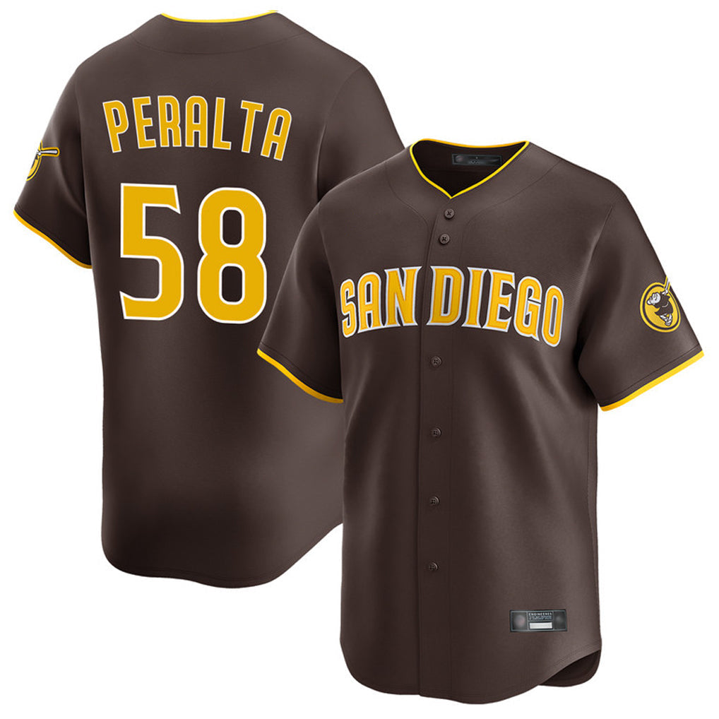 Elroe S.Diego Padres #58 Wandy Peralta Player Brown Home Limited Stitched Jerseys