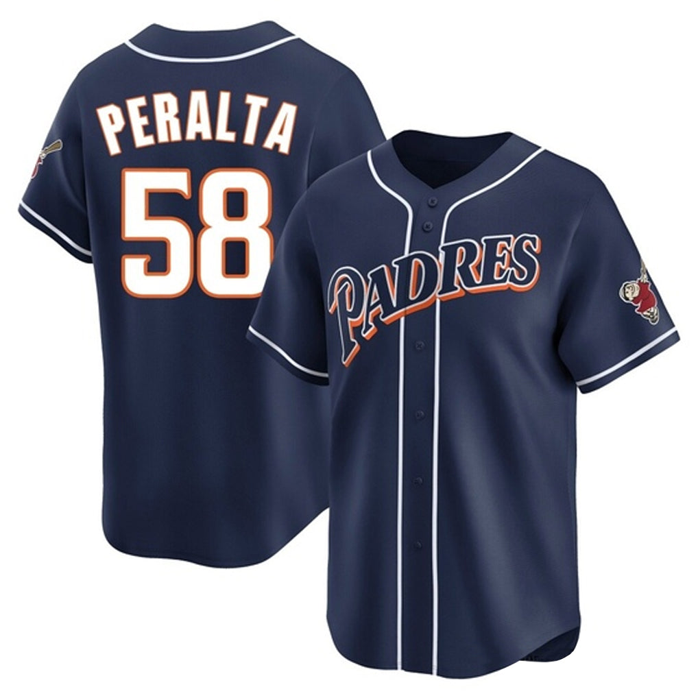 Elroe S.Diego Padres #58 Wandy Peralta Player Navy Cooperstown Collection Limited Home Stitched Jerseys