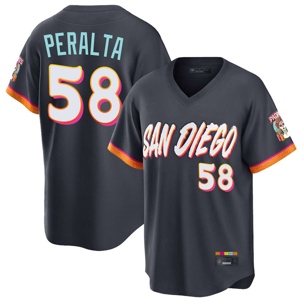 Elroe S.Diego Padres #58 Wandy Peralta Player Obsidian 2026 City Connect Home Limited T-shirt Stitched Jerseys