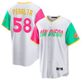 Elroe S.Diego Padres #58 Wandy Peralta Player White City Connect Home Game Stitched Jerseys