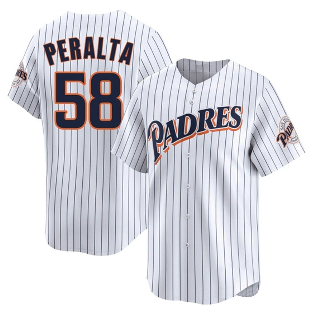Elroe S.Diego Padres #58 Wandy Peralta Player White Cooperstown Collection Limited Home Stitched Jerseys
