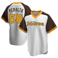 Elroe S.Diego Padres #58 Wandy Peralta Player White Home Cooperstown Collection Replica Game Stitched Jerseys