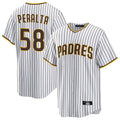 Elroe S.Diego Padres #58 Wandy Peralta Player White Home Game Stitched Jerseys