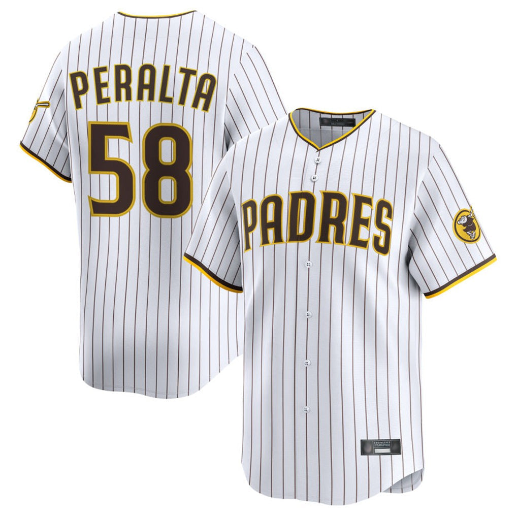 Elroe S.Diego Padres #58 Wandy Peralta Player White Limited Home Stitched Jerseys