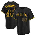 Elroe S.Diego Padres #98 Randy Vasquez Player Black Snake Skin City Home Game Stitched Jerseys