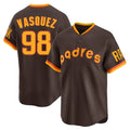 Elroe S.Diego Padres #98 Randy Vasquez Player Brown Home Cooperstown Collection Replica Game Stitched Jerseys