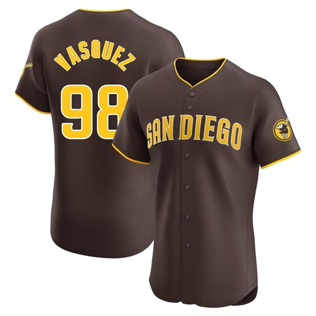 Elroe S.Diego Padres #98 Randy Vasquez Player Brown Home Limited Elite Stitched Jerseys