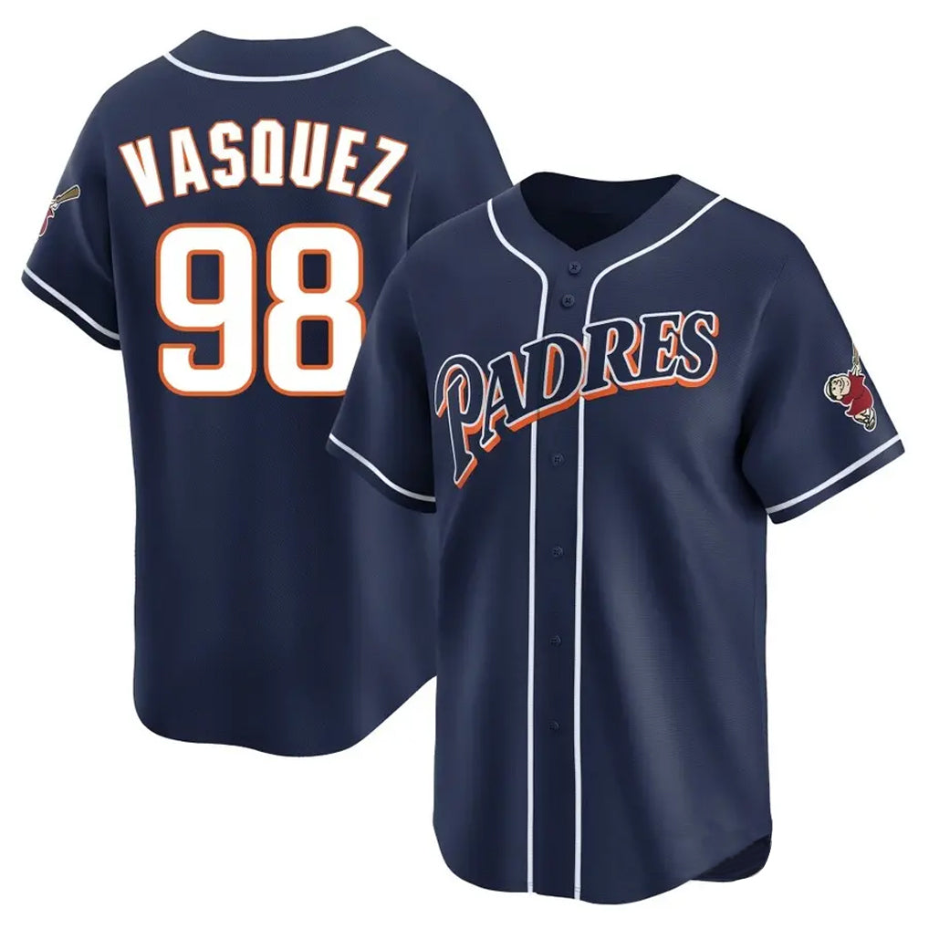 Elroe S.Diego Padres #98 Randy Vasquez Player Navy Cooperstown Collection Limited Home Stitched Jerseys