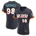 Elroe S.Diego Padres #98 Randy Vasquez Player Obsidian 2026 City Connect Home Limited Elite T-shirt Stitched Jerseys