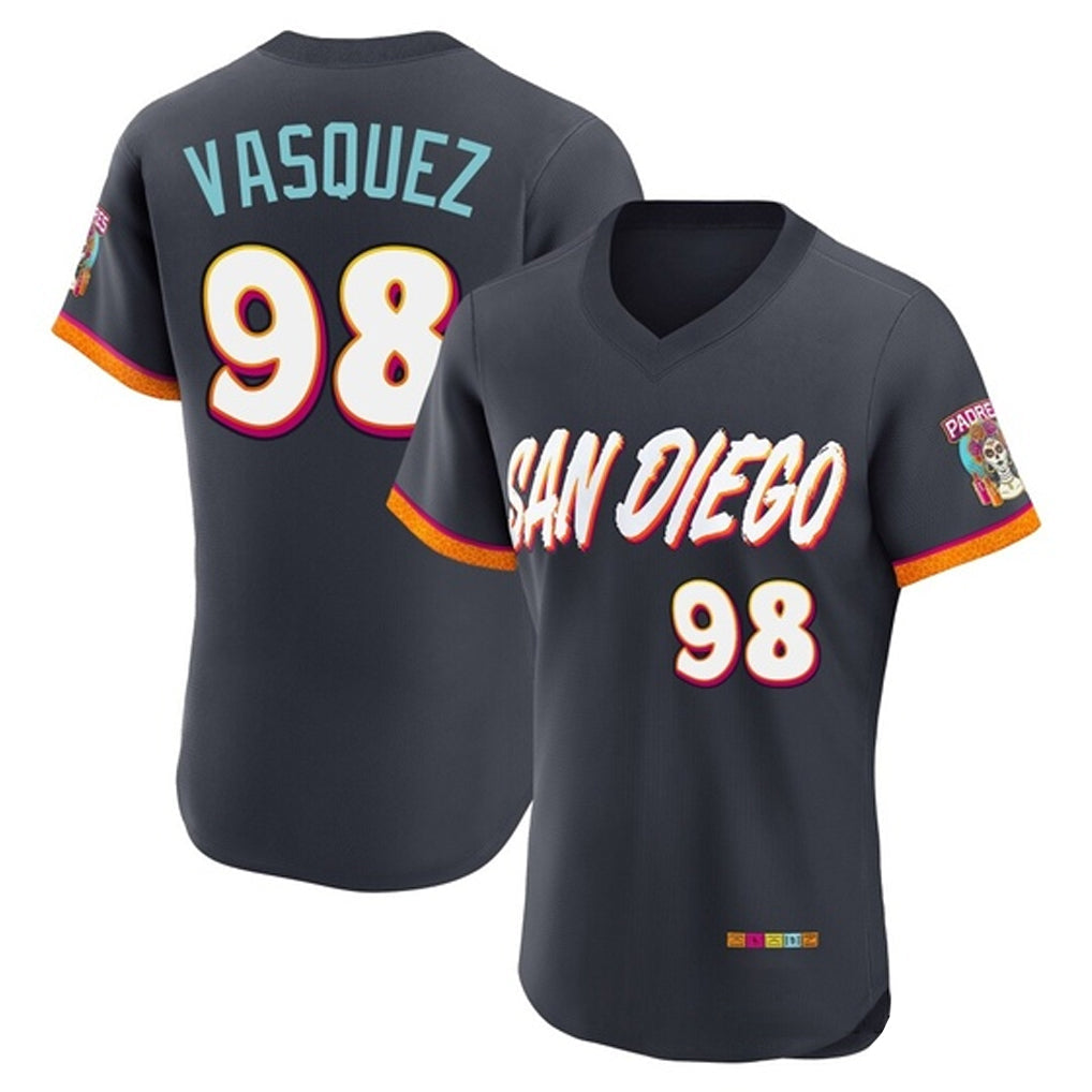 Elroe S.Diego Padres #98 Randy Vasquez Player Obsidian 2026 City Connect Home Limited Elite T-shirt Stitched Jerseys