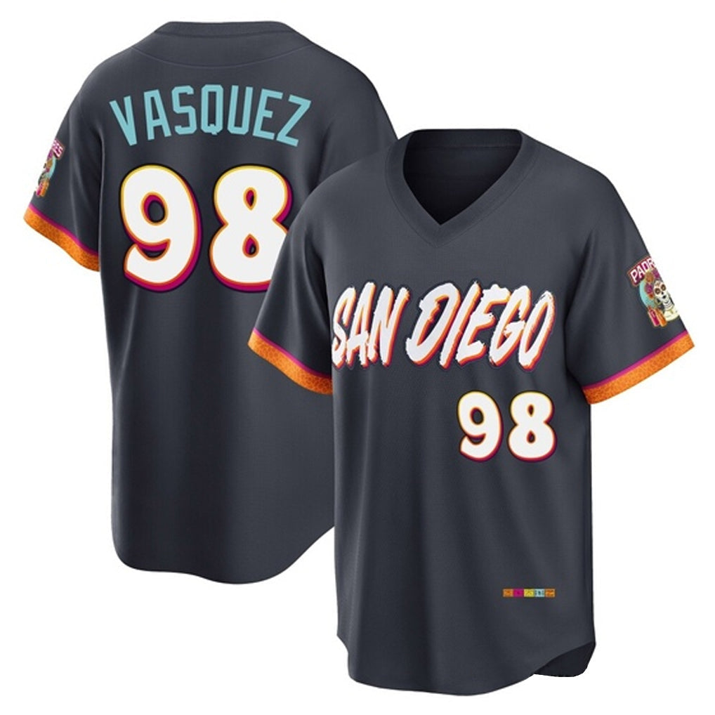 Elroe S.Diego Padres #98 Randy Vasquez Player Obsidian 2026 City Connect Home Limited T-shirt Stitched Jerseys