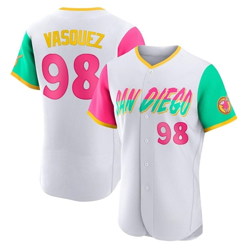 Elroe S.Diego Padres #98 Randy Vasquez Player White City Connect Home Limited Elite Stitched Jerseys