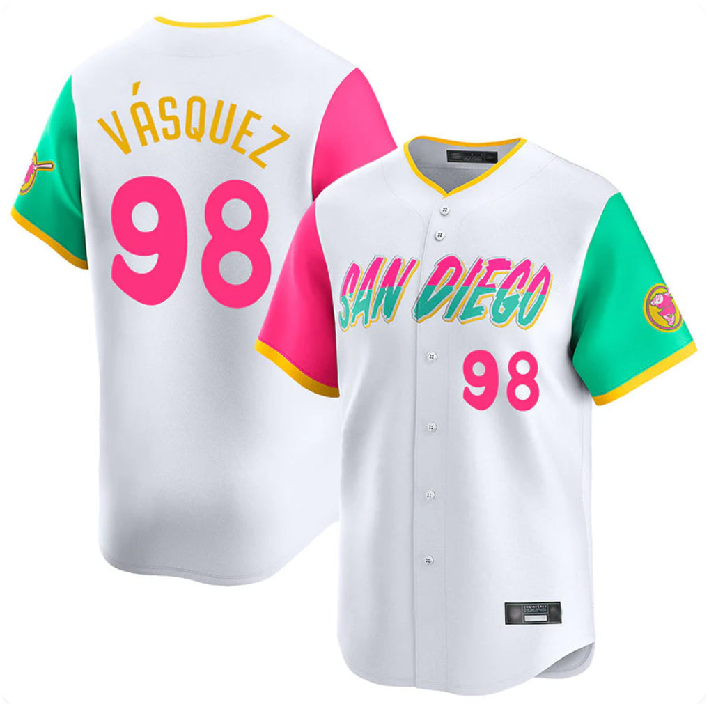 Elroe S.Diego Padres #98 Randy Vasquez Player White City Connect Home Limited Stitched Jerseys