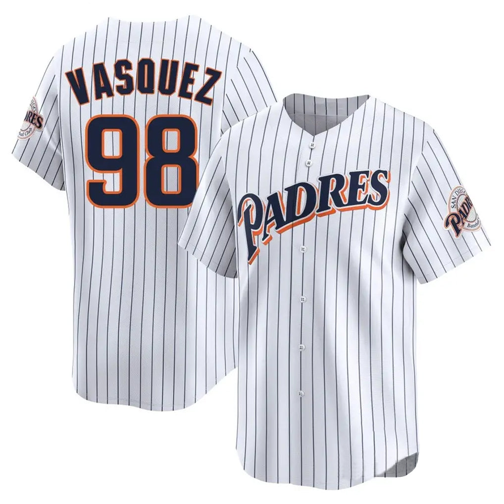 Elroe S.Diego Padres #98 Randy Vasquez Player White Cooperstown Collection Limited Home Stitched Jerseys