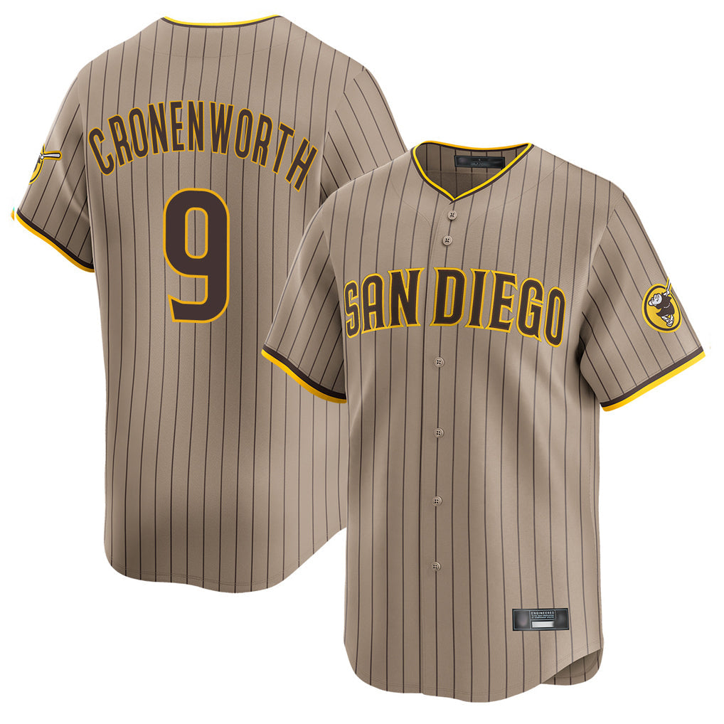 Elroe S.Diego Padres #9 Jake Cronenworth Player Khaki Home Limited Stitched Jerseys