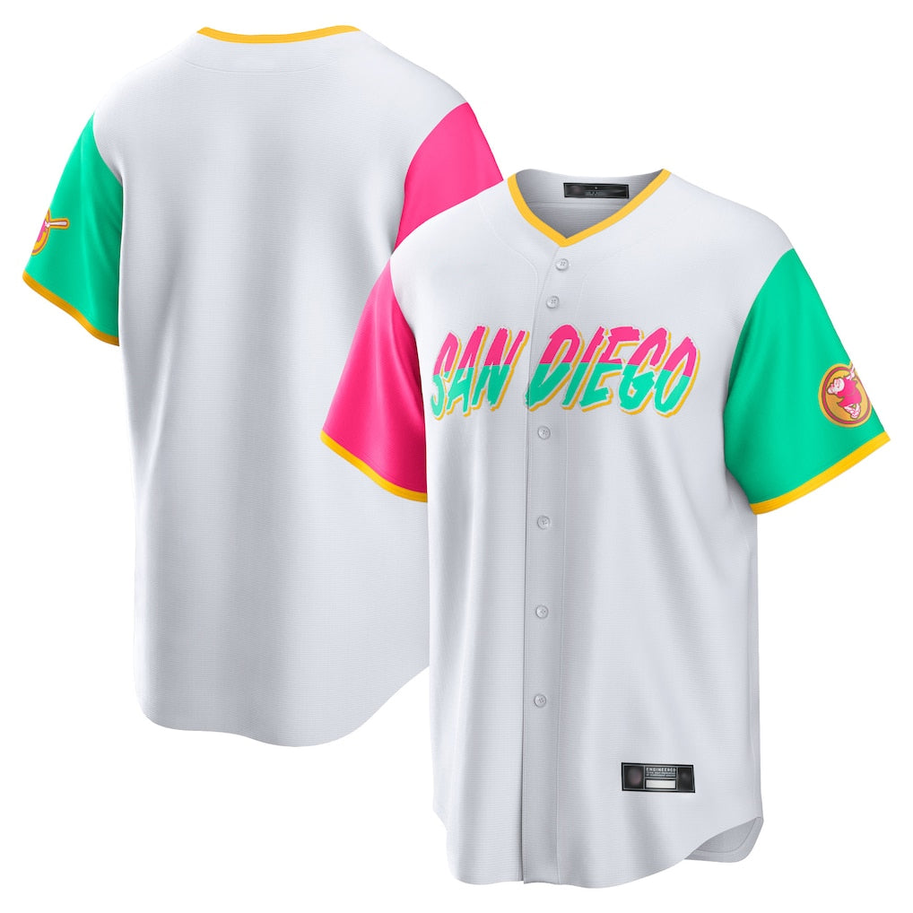 Elroe S.Diego Padres Blank Player White City Connect Home Game Stitched Jerseys