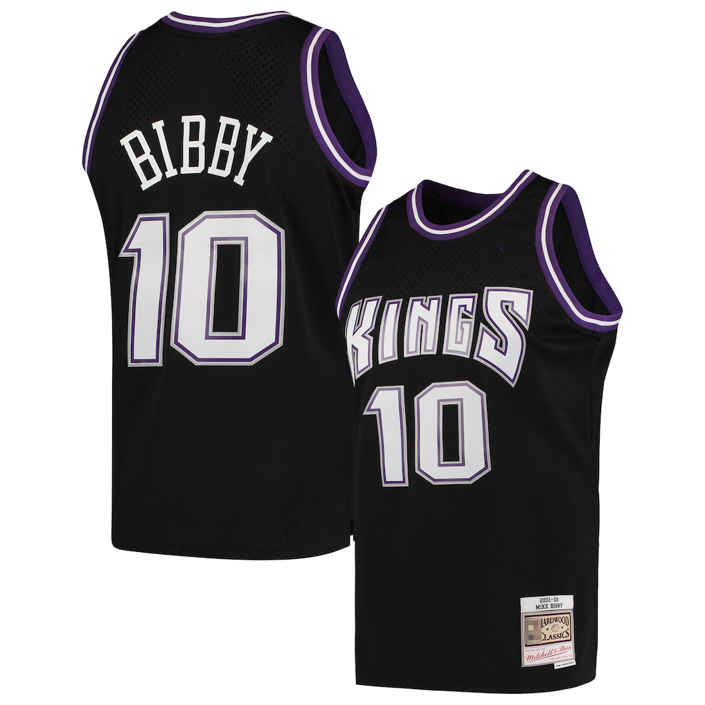 Elroe S.Kings #10 Mike Bibby Mitchell & Ness Black Hardwood Classics Swingman Jerseys