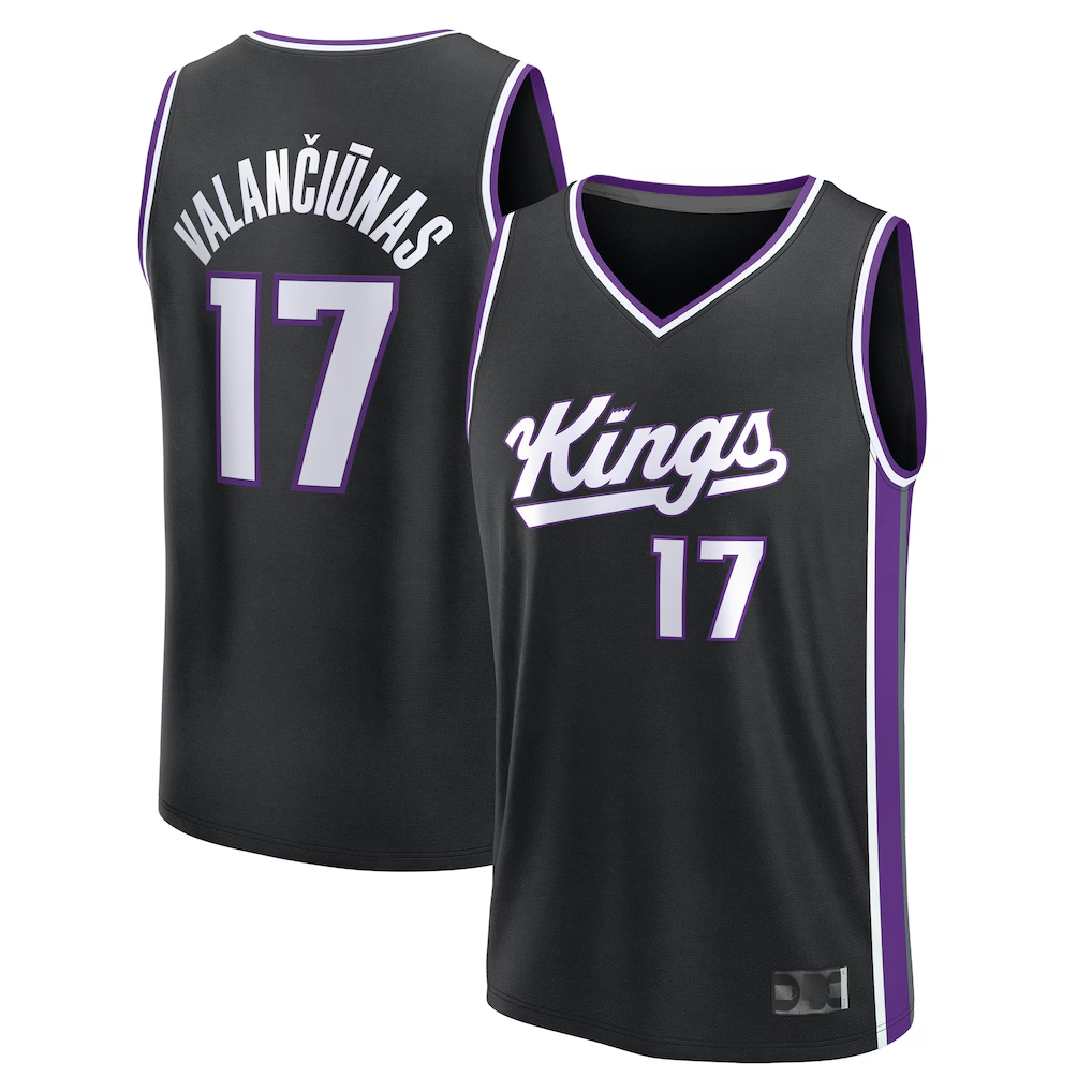 Elroe S.Kings #17 Jonas Valan?i¨±nas Fanatics Black Fast Break Replica Jerseys - Icon Edition