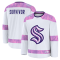Elroe S.Kraken White Hockey Fights Cancer Survivor Practice Jerseys