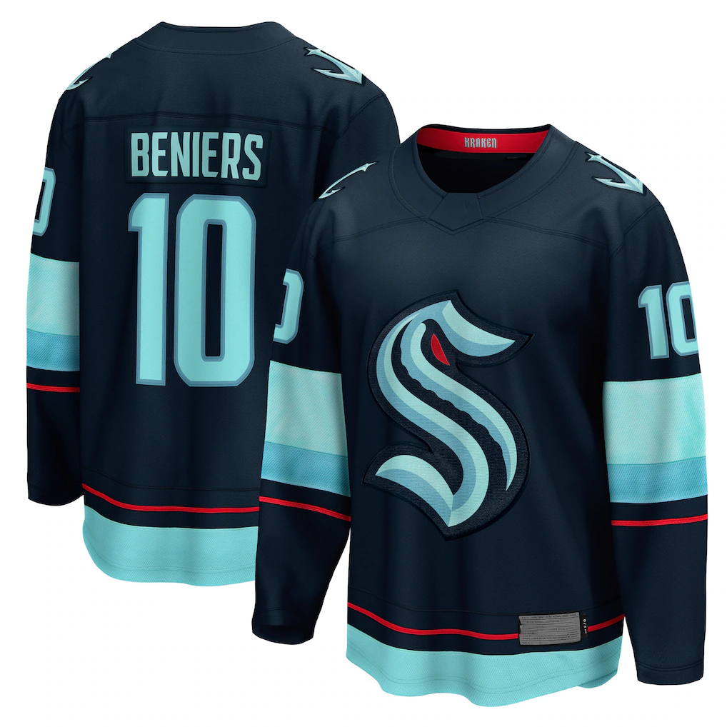 Elroe S.Kraken #10 Matty Beniers Deep Sea Blue Premier Breakaway Player Jerseys