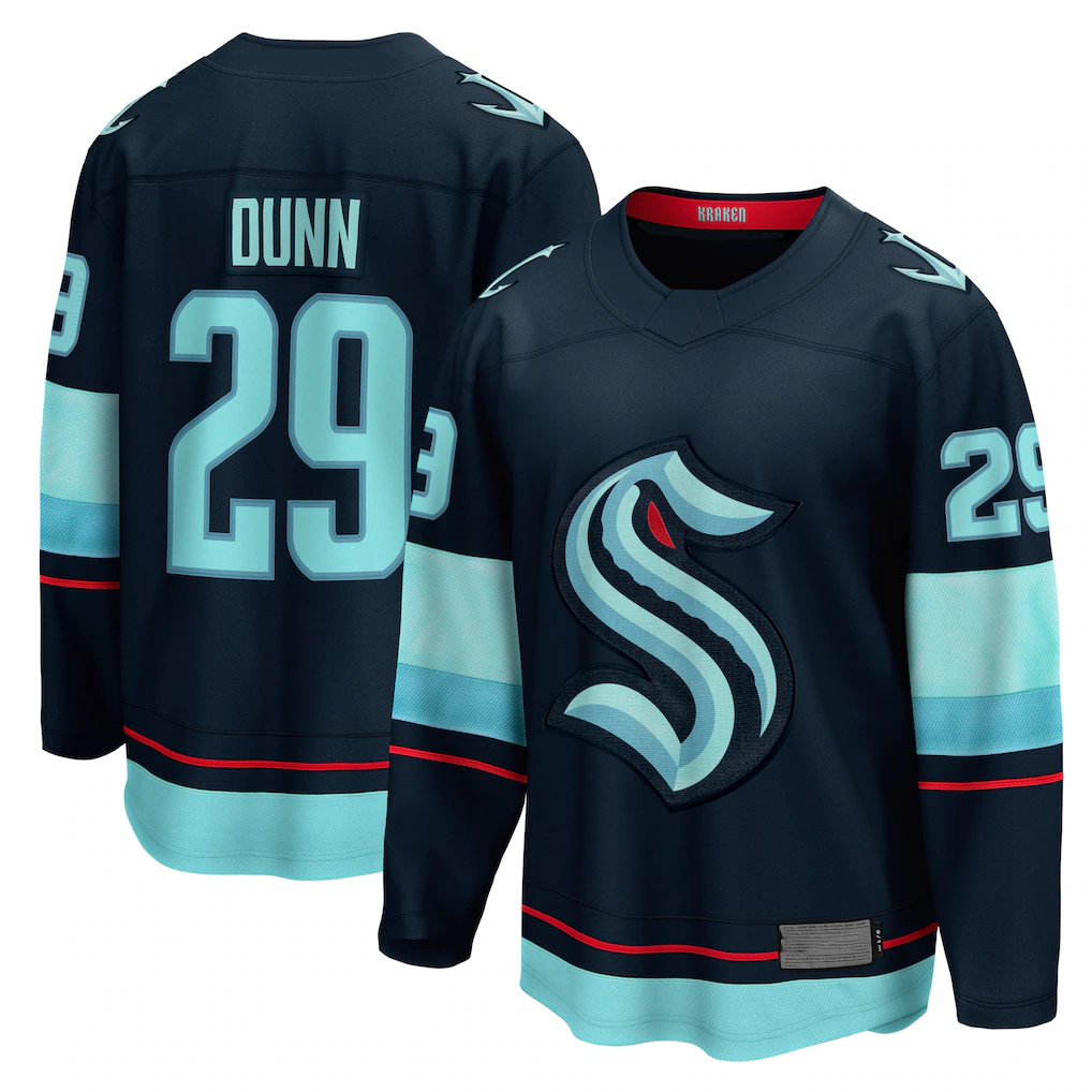 Elroe S.Kraken #29 Vince Dunn Deep Sea Blue Home Breakaway Player Jerseys