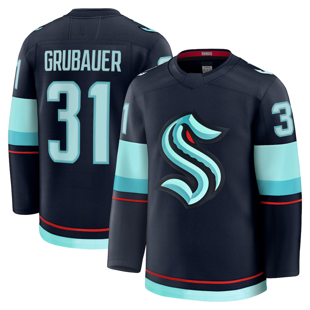 Elroe S.Kraken #31 Philipp Grubauer Deep Sea Blue Home Premium Jerseys