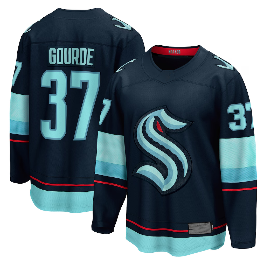 Elroe S.Kraken #37 Yanni Gourde Deep Sea Blue Home Breakaway Player Jerseys