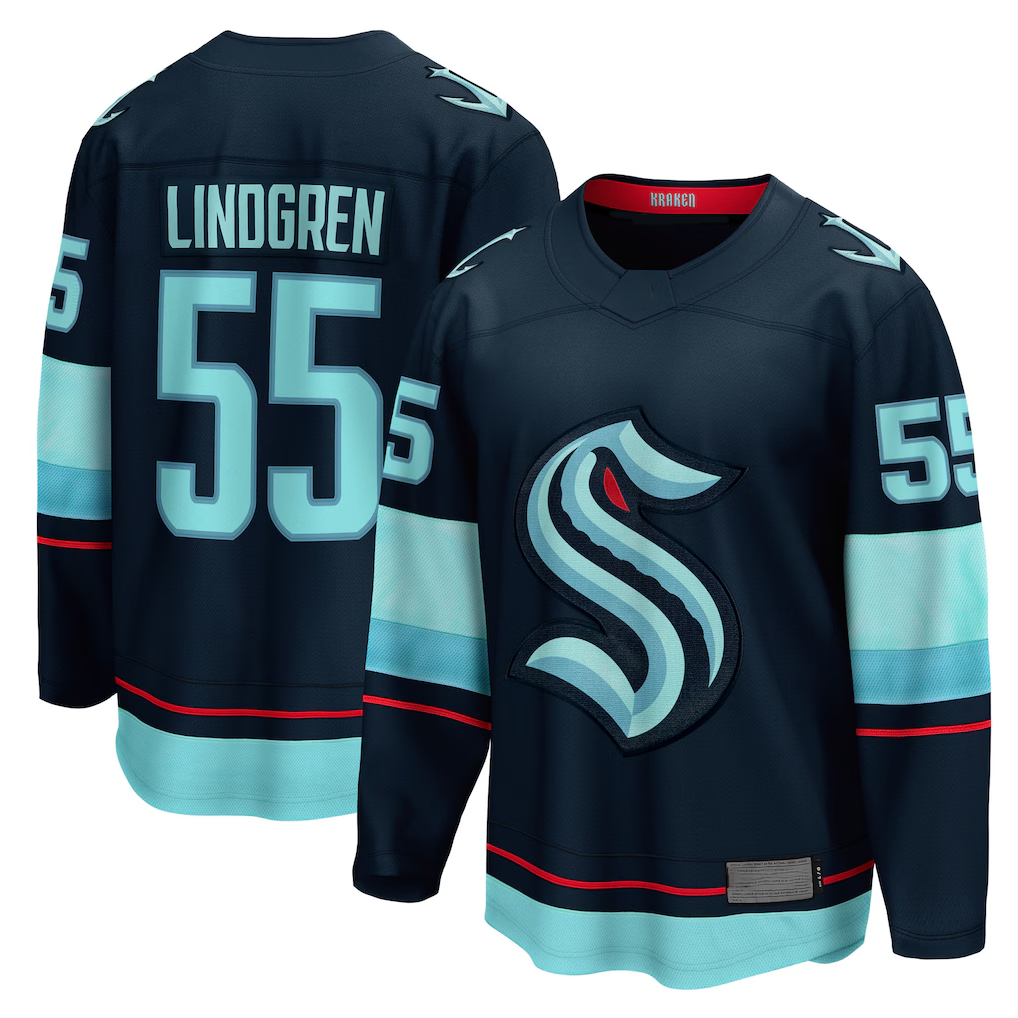 Elroe S.Kraken #55 Ryan Lindgren Deep Sea Blue Home Breakaway Jerseys