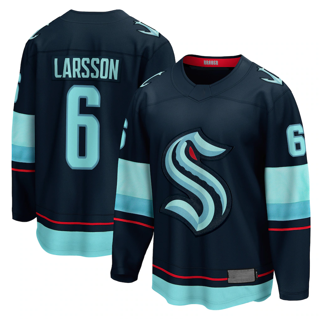 Elroe S.Kraken #6 Adam Larsson Deep Sea Blue Home Breakaway Player Jerseys